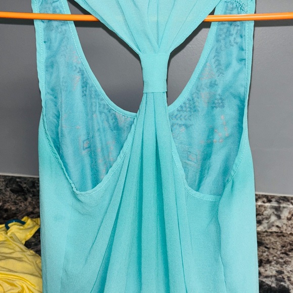 BUNDLE OF 2 tanks tops L.L. Bean Turquoise Embroidered Tank Top and yellow tank - Picture 3 of 6